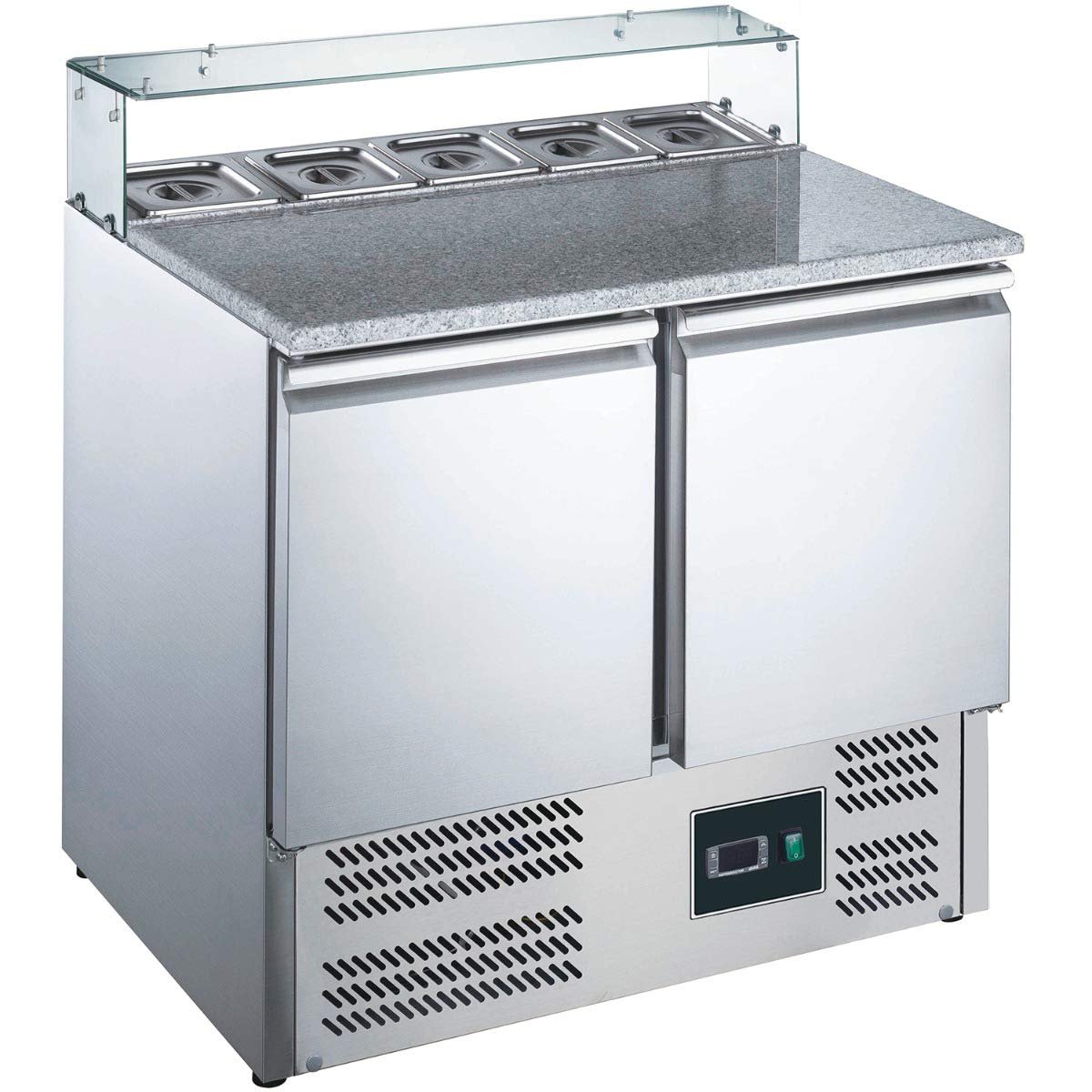 ZORRO - Pizzatisch ZPS 200 G - 2 Türen - Kühltisch mit Granitplatte - Salatkühlung - Belegstation