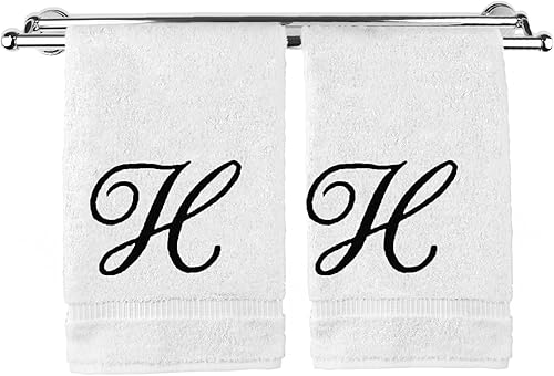 Toalla de mano con monograma, regalo personalizado, 16 x 30 pulgadas, extra absorbente, 100% algodón turco, acabado de rizo suave, para baño, cocina
