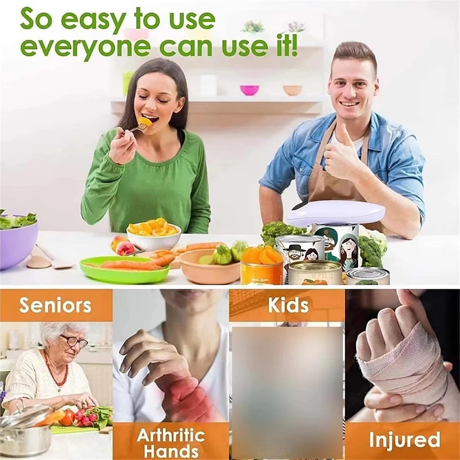Electric Can Opener Automatic Jar Bottle Opener Hands-Free Easy Pull Tab Can Opener Perfect For Kitchen Aid and Outdoor Camping