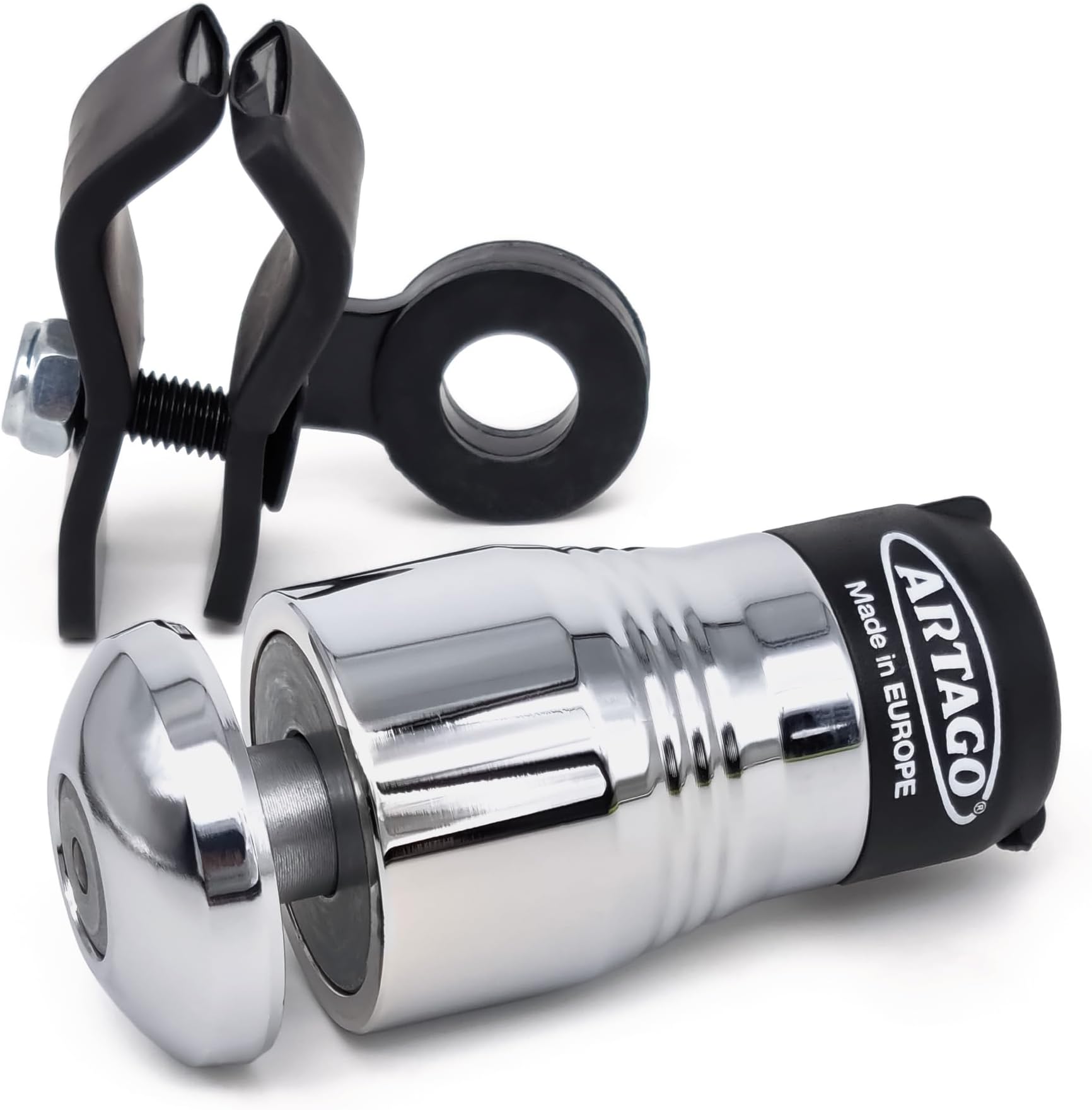 Artago 562-I High-End Motorcycle Disc Lock + Free Transport Holder, 4 Steel Ball Locking System, Chrome, High-Security Lock,Anti Theft Wheel Brake Disk Lock for Motorbike, Scooter, Moto
