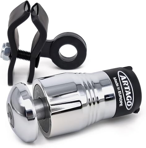 Artago 562-I Bloccadisco Moto Alta Gamma + Regalo Supporto di Trasporto, Blocco a 4 Sfere in Acciaio, Cromato,...