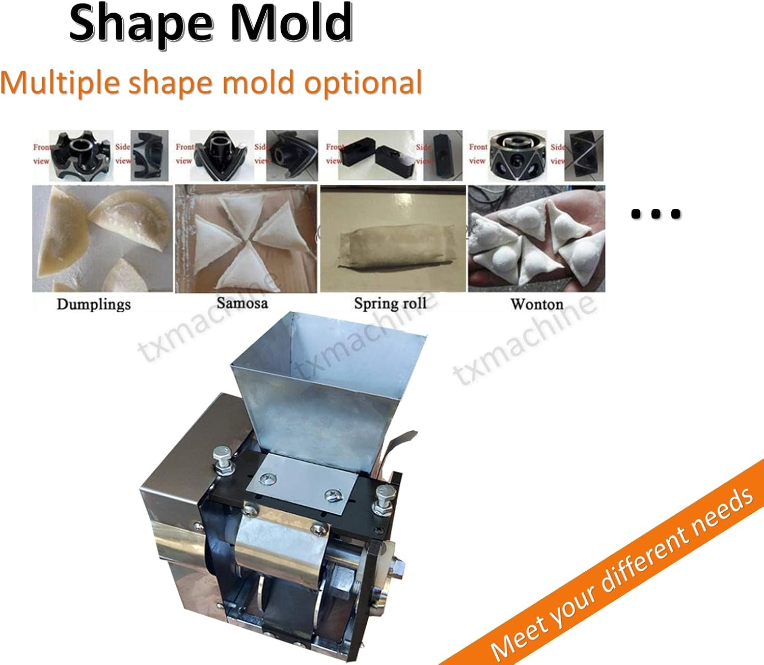 dumpling machine automatic empanada maker machine 4800pcs/h Pierogi samosa machine with 1 free mold (empanada mold, 110V/60HZ)