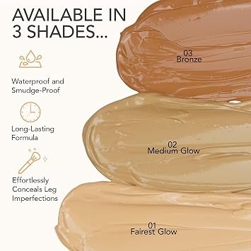Waterproof Leg & Body Makeup - Tattoo Cover Up Makeup & Tattoo Concealer - Long Lasting Body Foundation - Easy Application - Flawless-Looking Legs - Subtle Sun-Kissed Finis - Medium