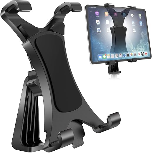 360Degrees Rotatable Heavy Duty iPad Tripod Mount, Universal Clamping Tablet Holder Break-Resistant Anti-Wobble, iPad Tripod Holder Adapter Fits iPad Pro 12.9 11 10.5 9.7 iPad123456789 Mini Air