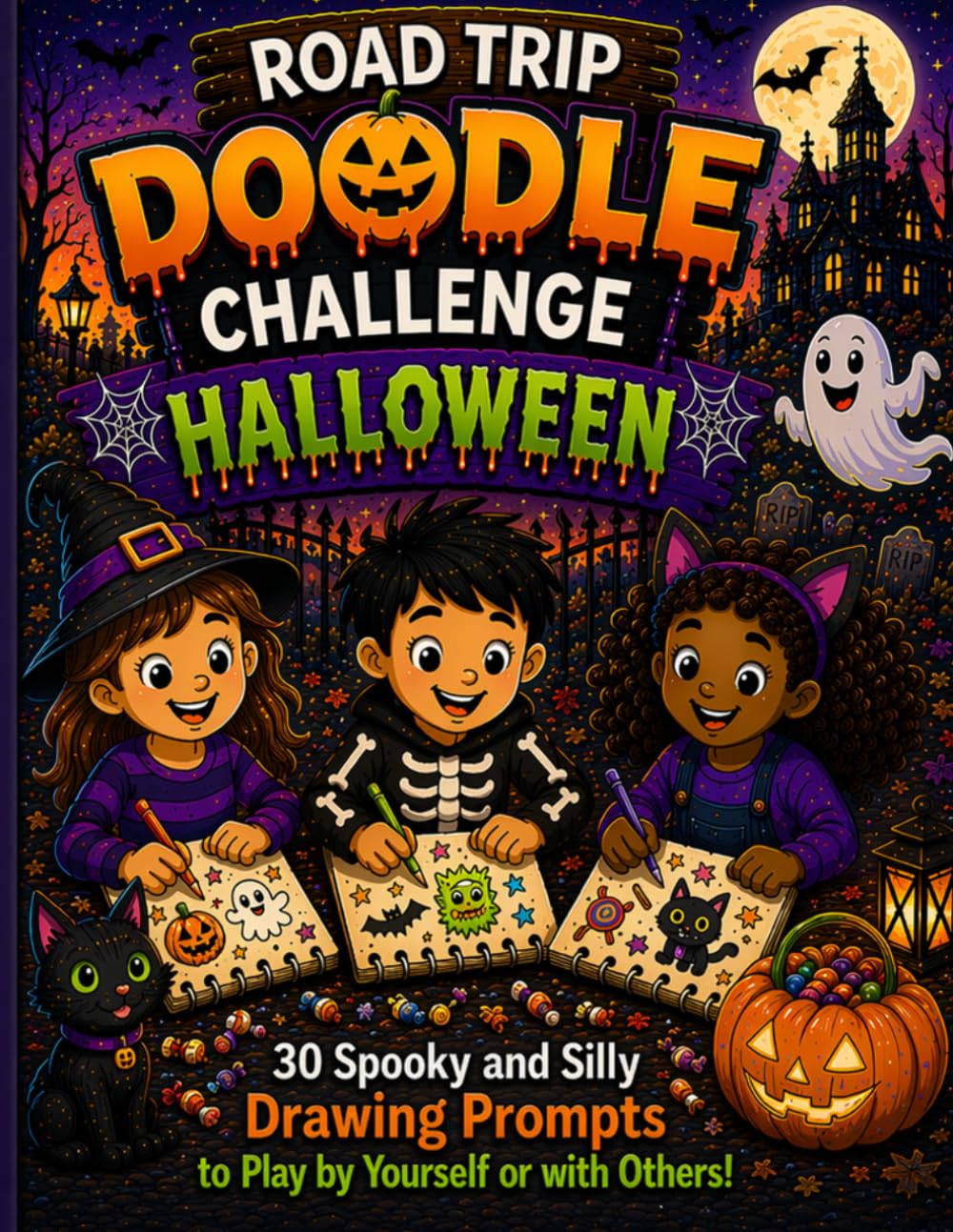 Road Trip Doodle Challenge Halloween: A Spooky Drawing Game for Kids to Play Alone or With Others (Road Trip Doodle Challenge for Kids)