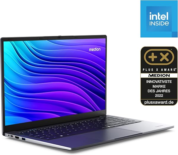 MEDION E15223 39,6 cm (15,6 Zoll) Full HD Laptop (Intel N100, 128GB PCIe SSD, Intel UHD, 4GB DDR5 RAM, WLAN, Win 11 Home S-Modus) - 2