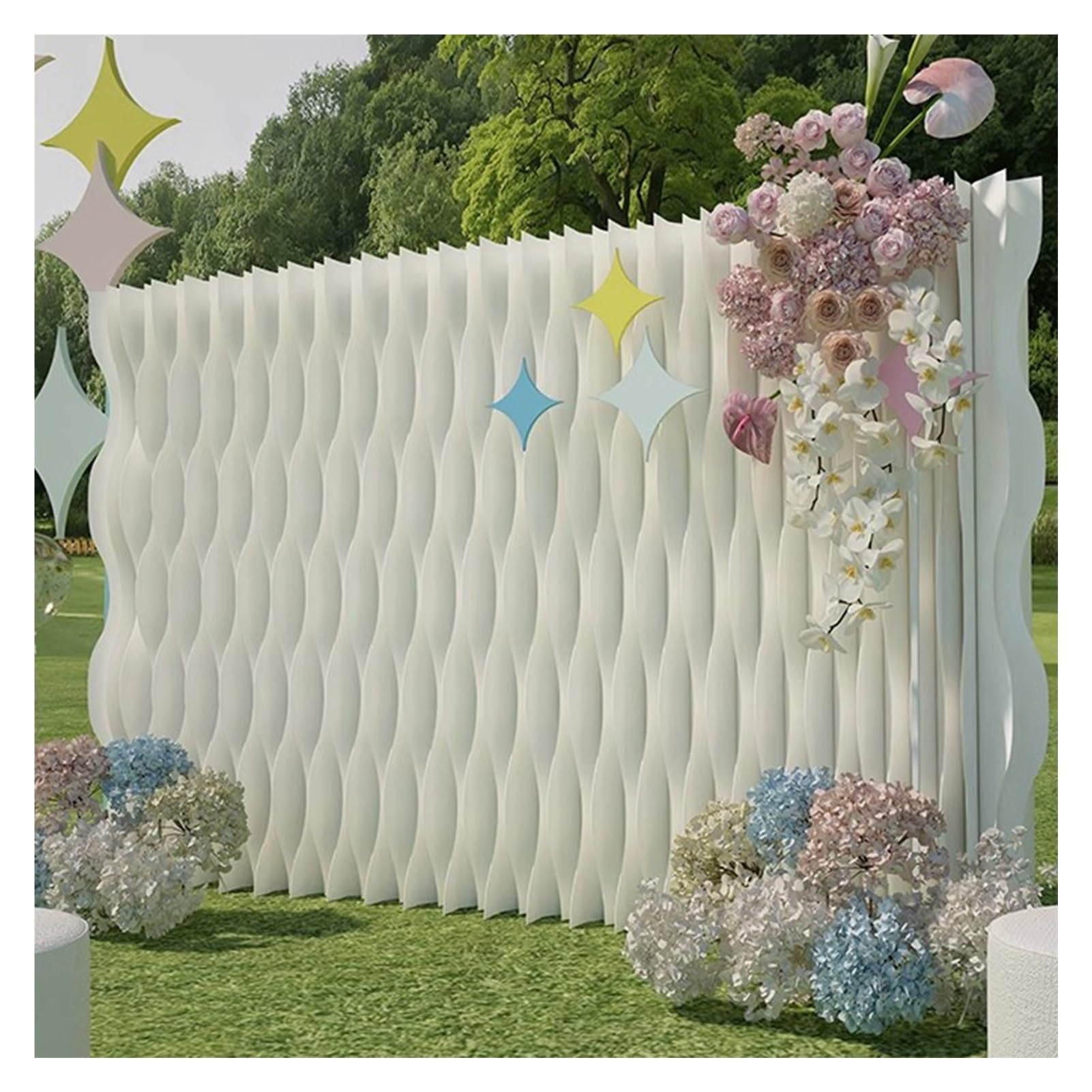 Biombo Divisor de Habitación Retractable Room Divider Paper, Office Living Room Privacy Partition Wall, Wedding Home Decoration Screen(4x2.4m/13.1x7.8FT)