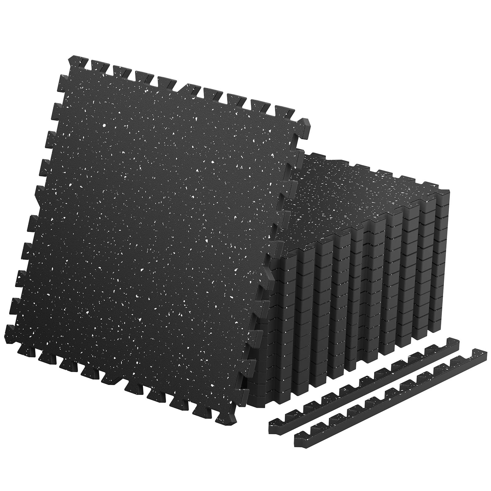 FLEXLIFT 0.56'' Thick 12 Pcs 48 Sq Ft Non-Slip Rubber Top Exercise Equipment Mats, High Density EVA Foam Mats with Rubber Top, Interlocking Puzzle Gym