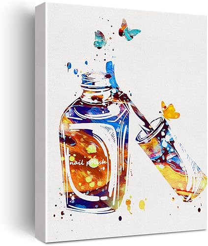 Esmalte de uñas en acuarela, arte de pared, maquillaje, salón de uñas, lienzo, impresiones de pintura para el hogar, salón de belleza, decoración de