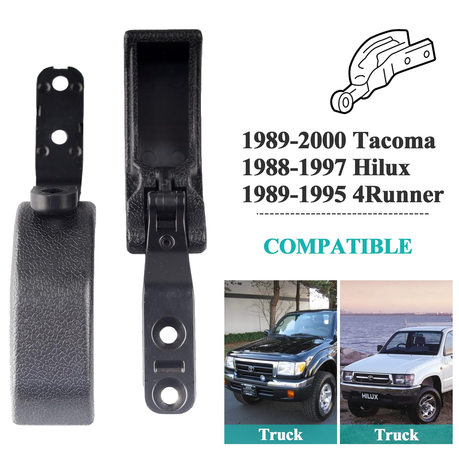 Rear Quarter Window Latch Compatible With Toyota Tacoma 1989-2000, Hilux, 4Runner - Brown 2-Piece Set
