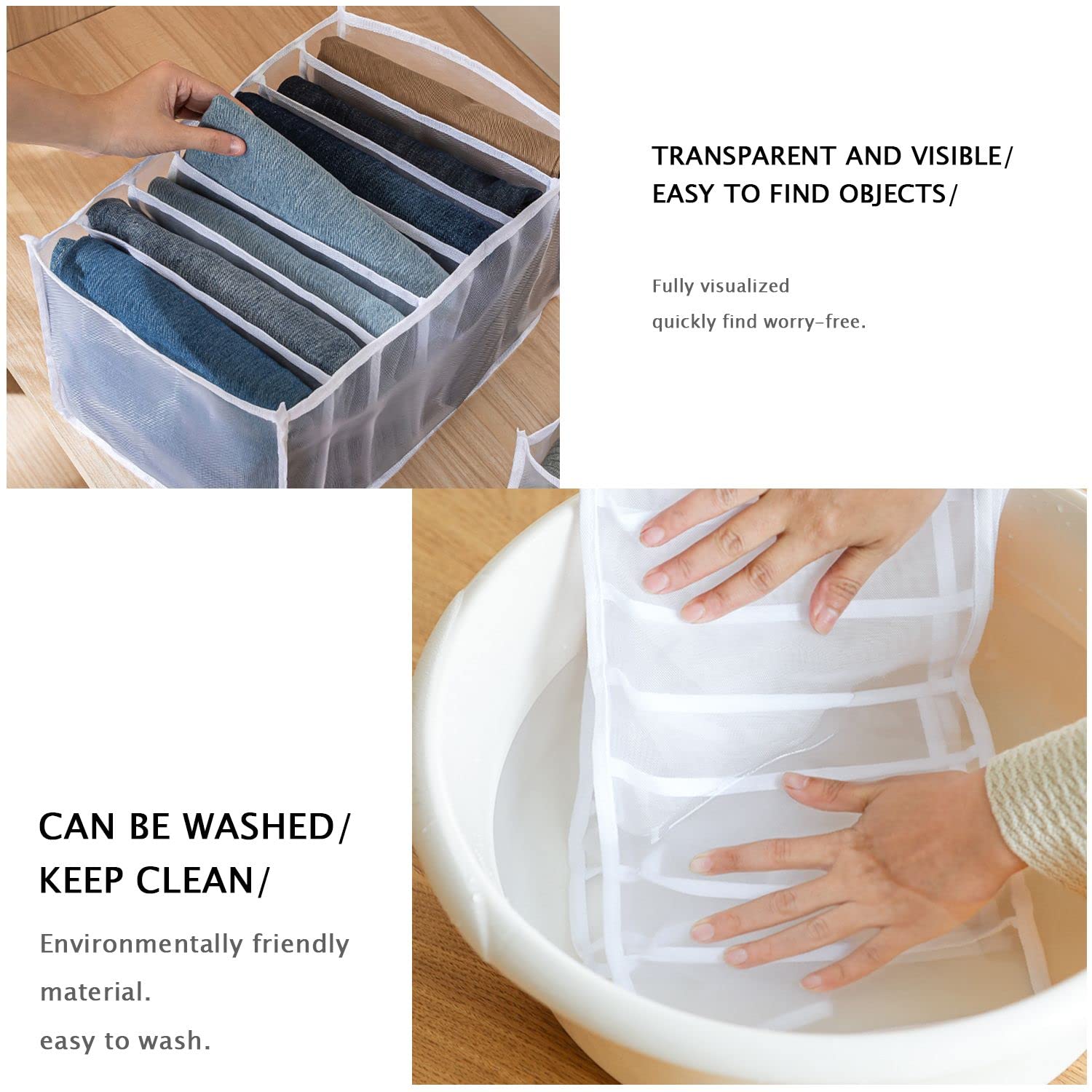 Organizzatore per vestiti per guardaroba, organizer per cassetti jeans