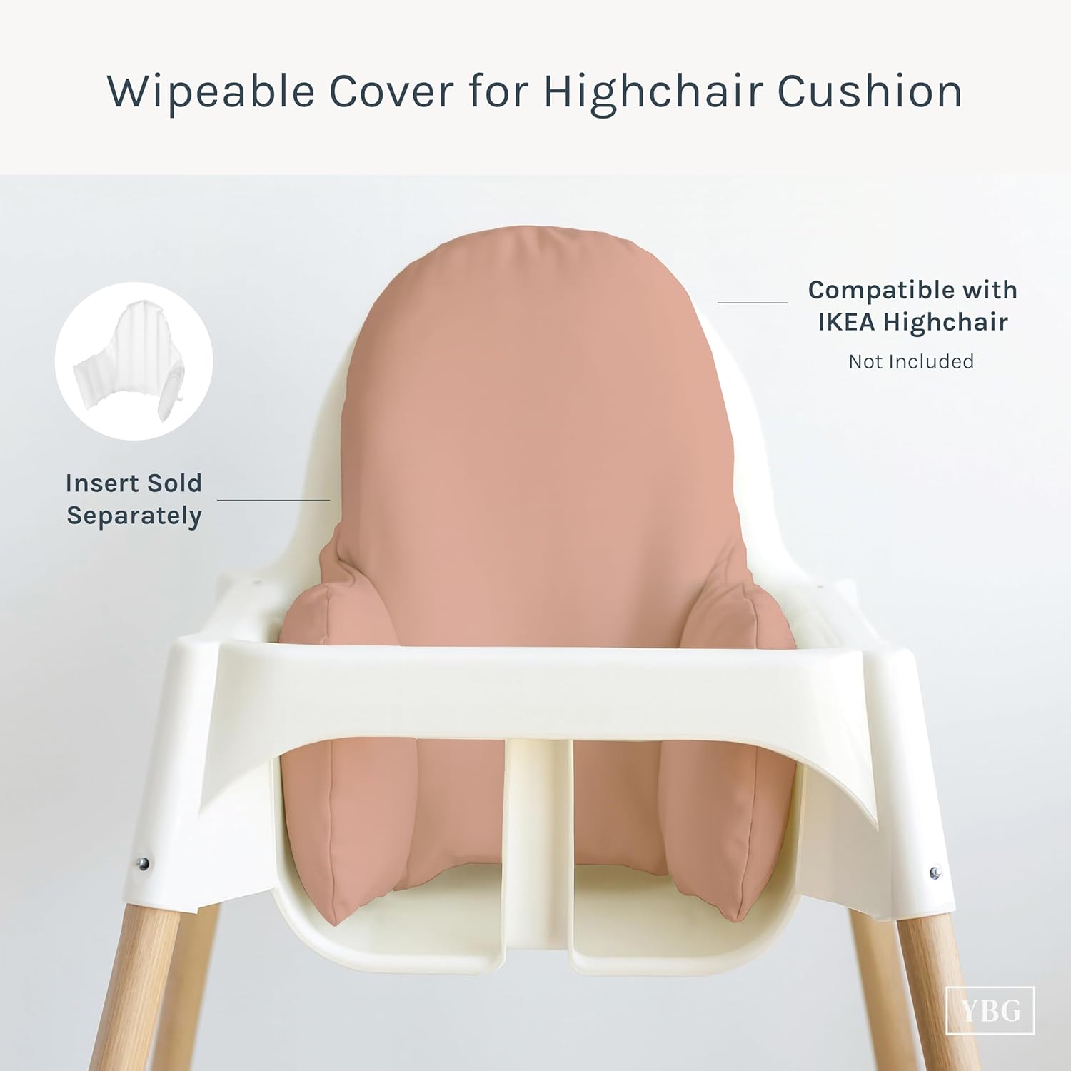 Yeah Baby Goods Wipeable IKEA Antilop Highchair Cushion Cover (Terracotta) - Soft, Waterproof Baby High Chair Cover