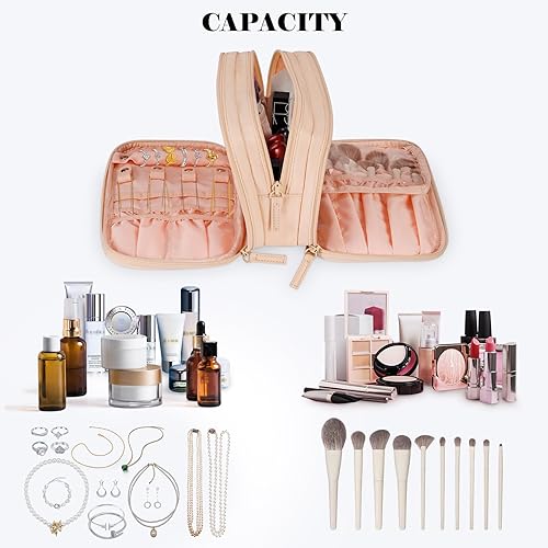 Miniatura 4 de SITHON Neceser de maquillaje de viaje con organizador de almacenamiento de joyas, Oro Rosa, Moda