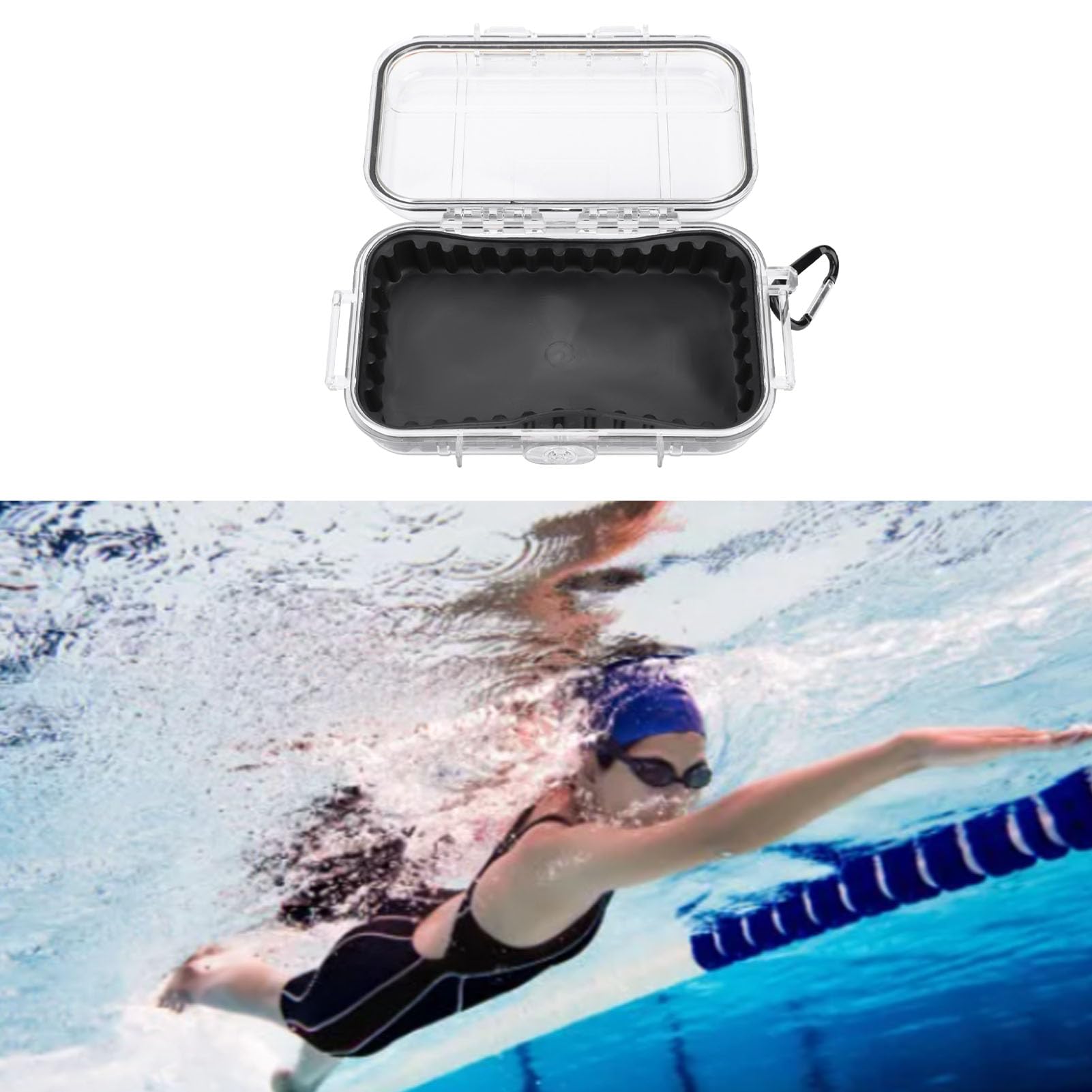 Airtight and Shockproof Outdoor Carrying Case, Storage Bag for Phone, Keys and More, Stainless Steel Accessories, Lightweight Design (Transparent)