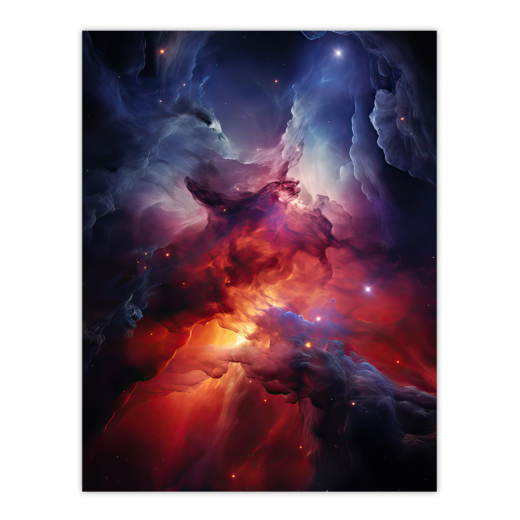 Artery8 Space Nebula Cosmic Landscape Clouds Red and Blue Extra Large XL Wall Art Poster Print