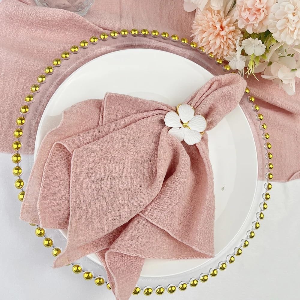 cloth napkins, 24PCS Cotton Gauze,Napkin Muslin Tea,Cheesecloth For Wedding Party Rustic Table Decoration(Pink)