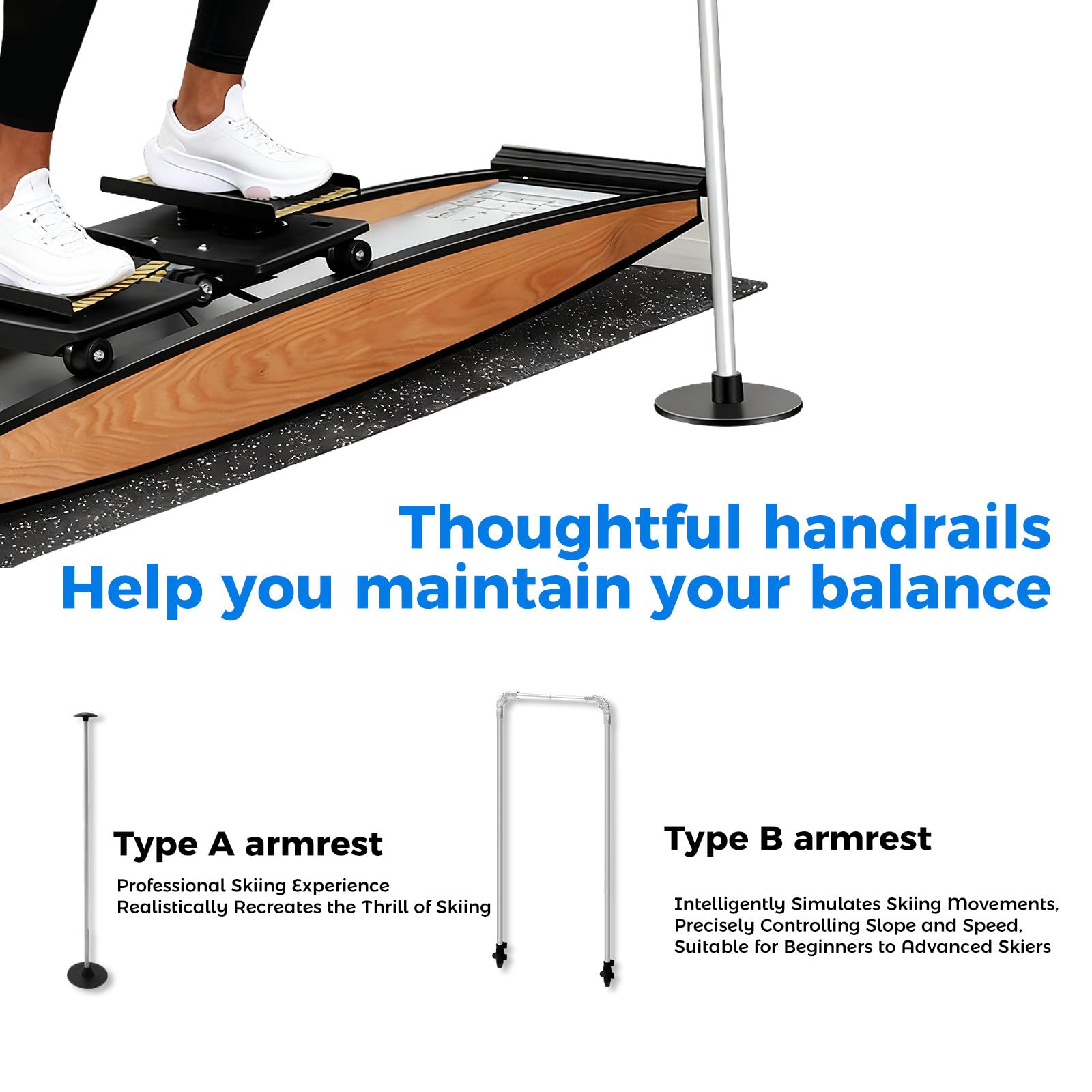 Ski Simulator, Ski Balance Trainer, Einstellbarer Widerstand 0-100kg, Belastbarkeit 150kg/330lb, Skifitness Gerät, Für Taillen-, Bauch- und Beintraining OptionB