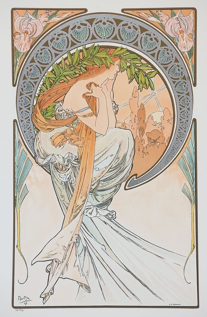 Poster Alphonse Mucha Sur la rive toile 58x90 déco murale - 4