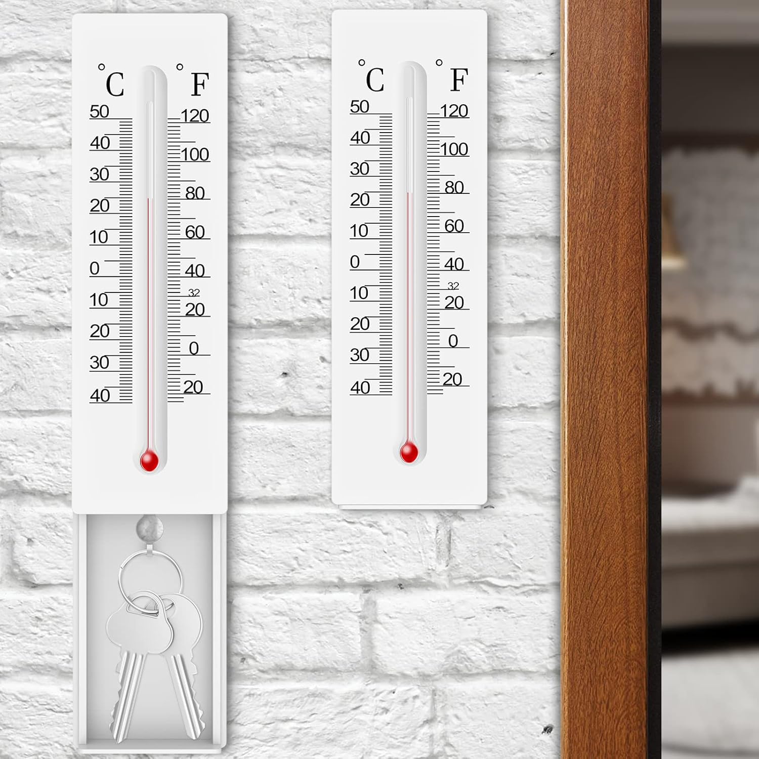 2Pcs Outdoor Thermometer with Hidden Compartment High