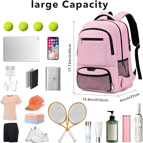 Miniatura 2 de Mochila de tenis para mujeres y hombres, bolsa de tenis con capacidad para 2 raquetas, calabaza de bádminton, pelotas de paletas de pickleball