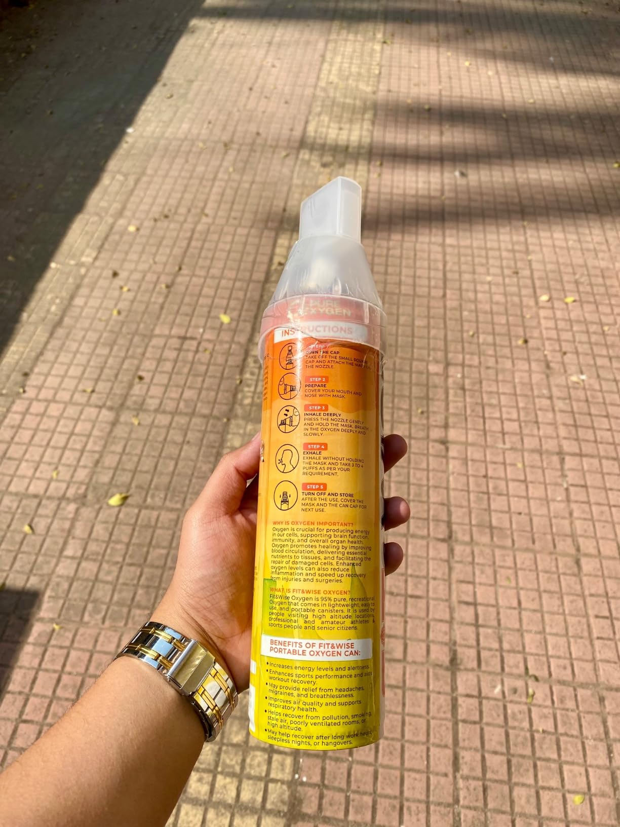 Fit&Wise Portable Oxygen Can 12 L | Enrich Wellness with pure oxygen ...