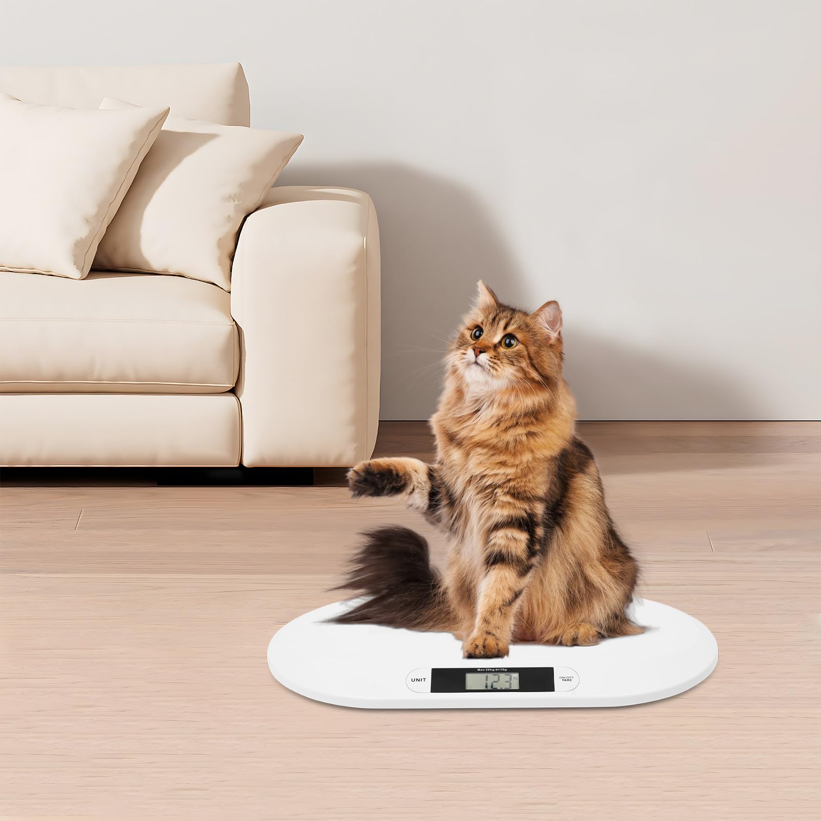 Bilancia per neonati con vassoio rimovibile, bilancia digitale da 20 kg, con funzione tara, precisa per neonati fino a 20 kg, colore bianco, bilancia pesapersone con display a LED