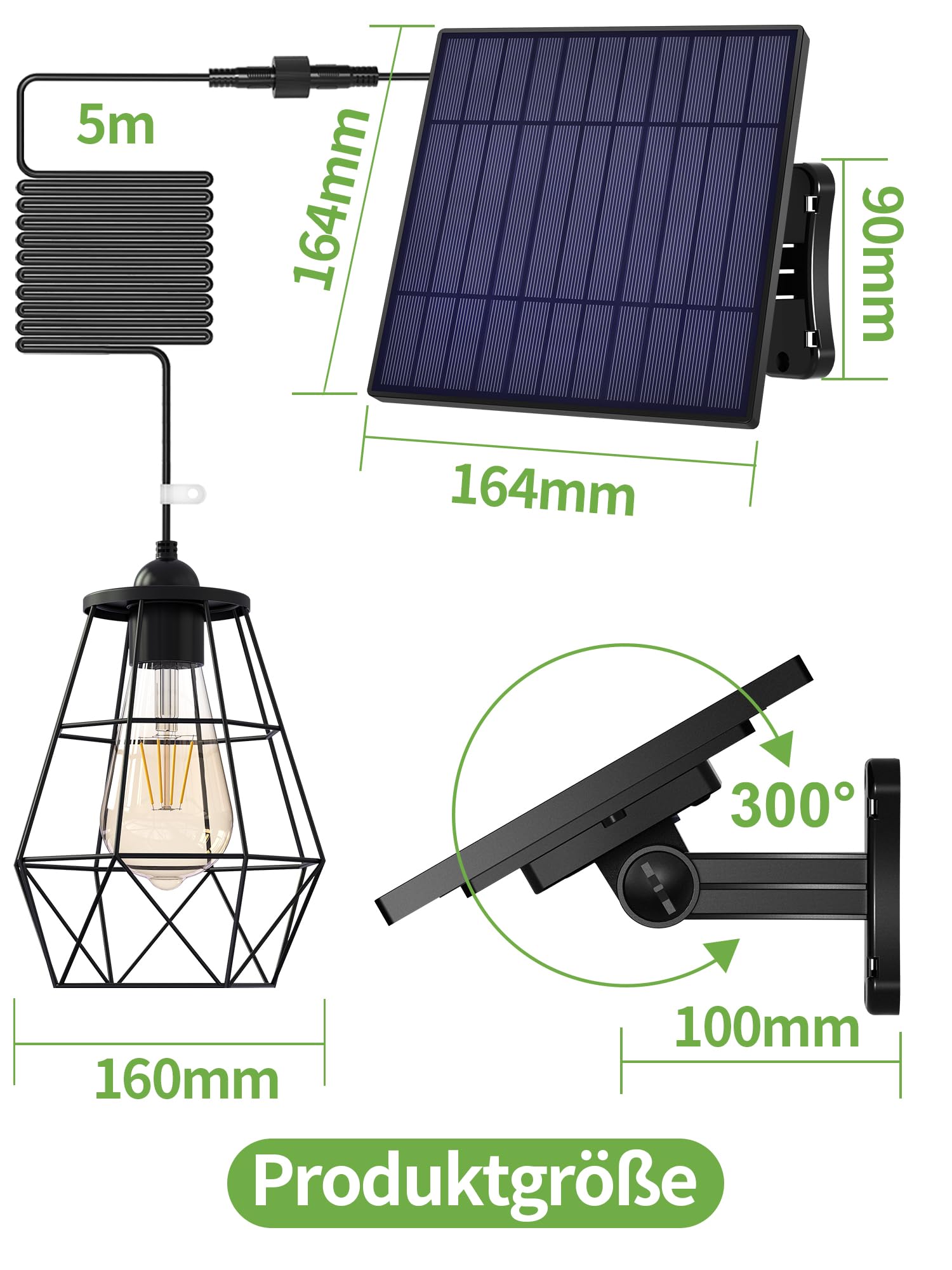 INTELAMP Solar-Hängeleuchten 4000mAh Außenbereich mit Fernbedienung für Garten Terrasse