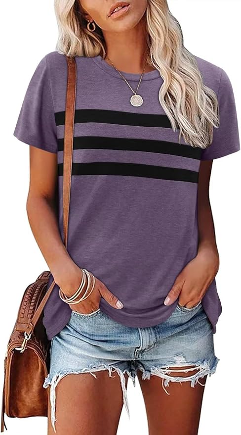 KISSMODA Summer Short Sleeve T Shirt Loose Fit Casual Dressy Women Top 2025 Trendy Ladies Fashion Blouses(S-3XL)
