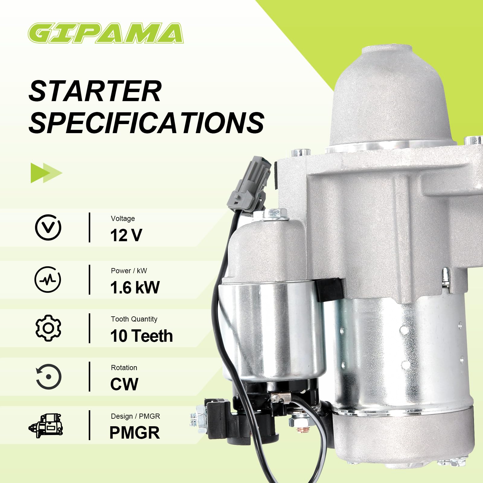 Amazon.com: GIPAMA 17934 Starter Motor 12V 1.6kW CW 10-Tooth