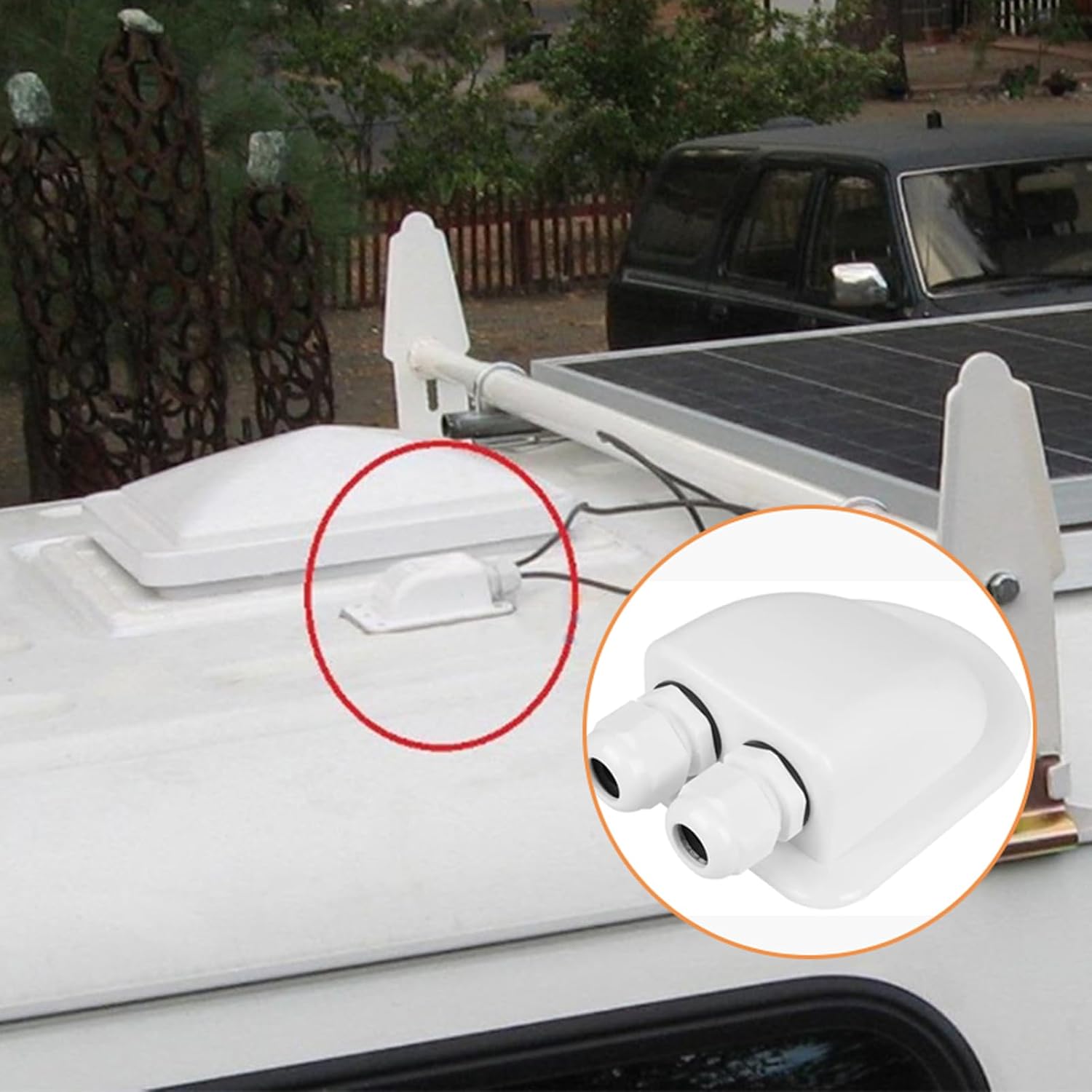 10 Packs White Solar Cable Entry Gland Box，IP68 Waterproof RV Roof Weather Resistant Dual Cable Entry Housing RV, Caravan, Marine, Boat, Cabin