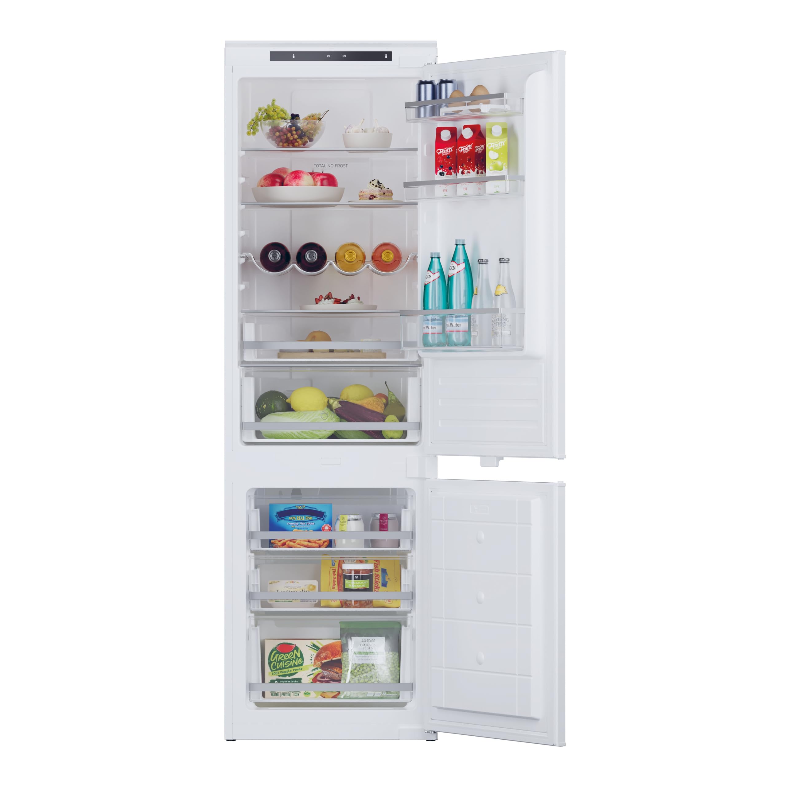 Candy Integrated Fridge Freezer, E Rated, Total No Frost, 244L Total Capacity, White, 177x54x54.5cm - CBBMT18EK