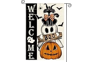 AVOIN colorlife Halloween Ghost Cat Boo Garden Flag 12x18 Inch