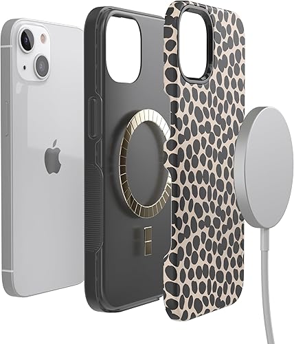 Vista 314 de Casely Funda para iPhone 13 Compatible con MagSafe Color Splash de medianoche Funda retro abstracta Color de medianoche Splash Abstracto