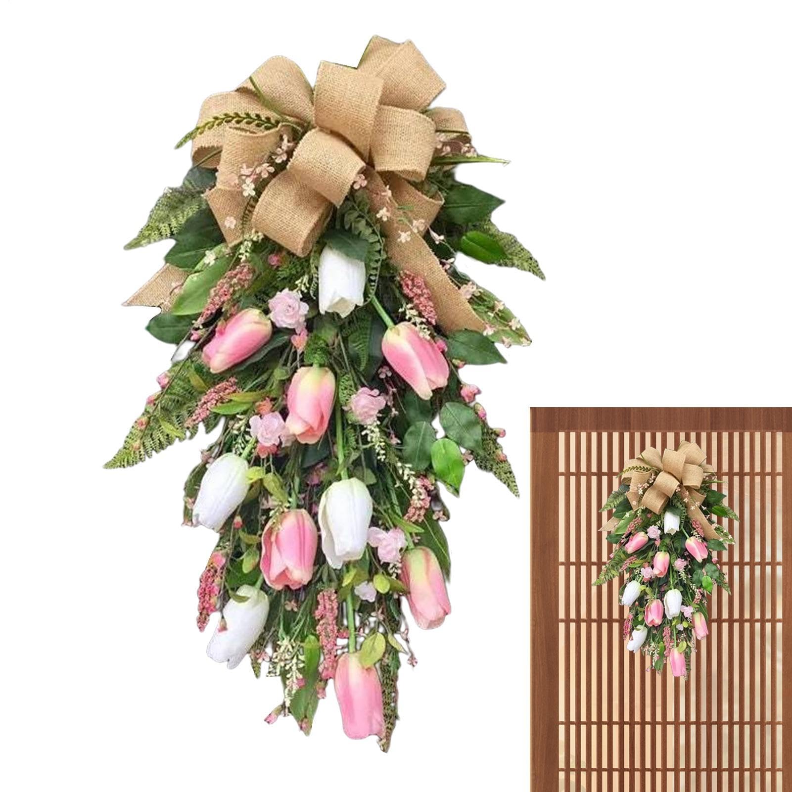 Couronne pour l'été et décoration chaleureuse de porche ou fenêtre de mariage
