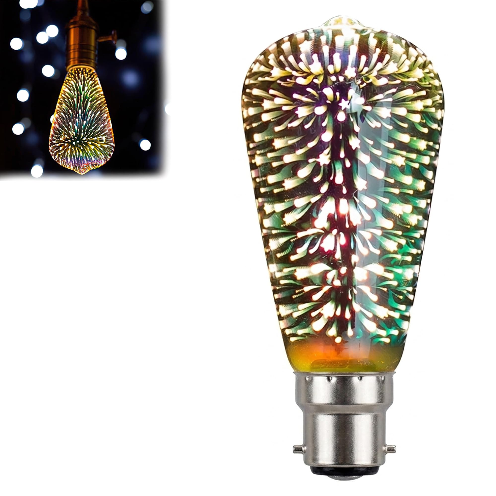 BRAINLE Infinity 3D Fireworks Bulb - 3W 120V LED Light, Multicolor Stain Glass Effect, Colorful Party Disco Fairy Light, Firework Effect Bulb for Vibrant Ambiance and Decorative Illumination-image-18