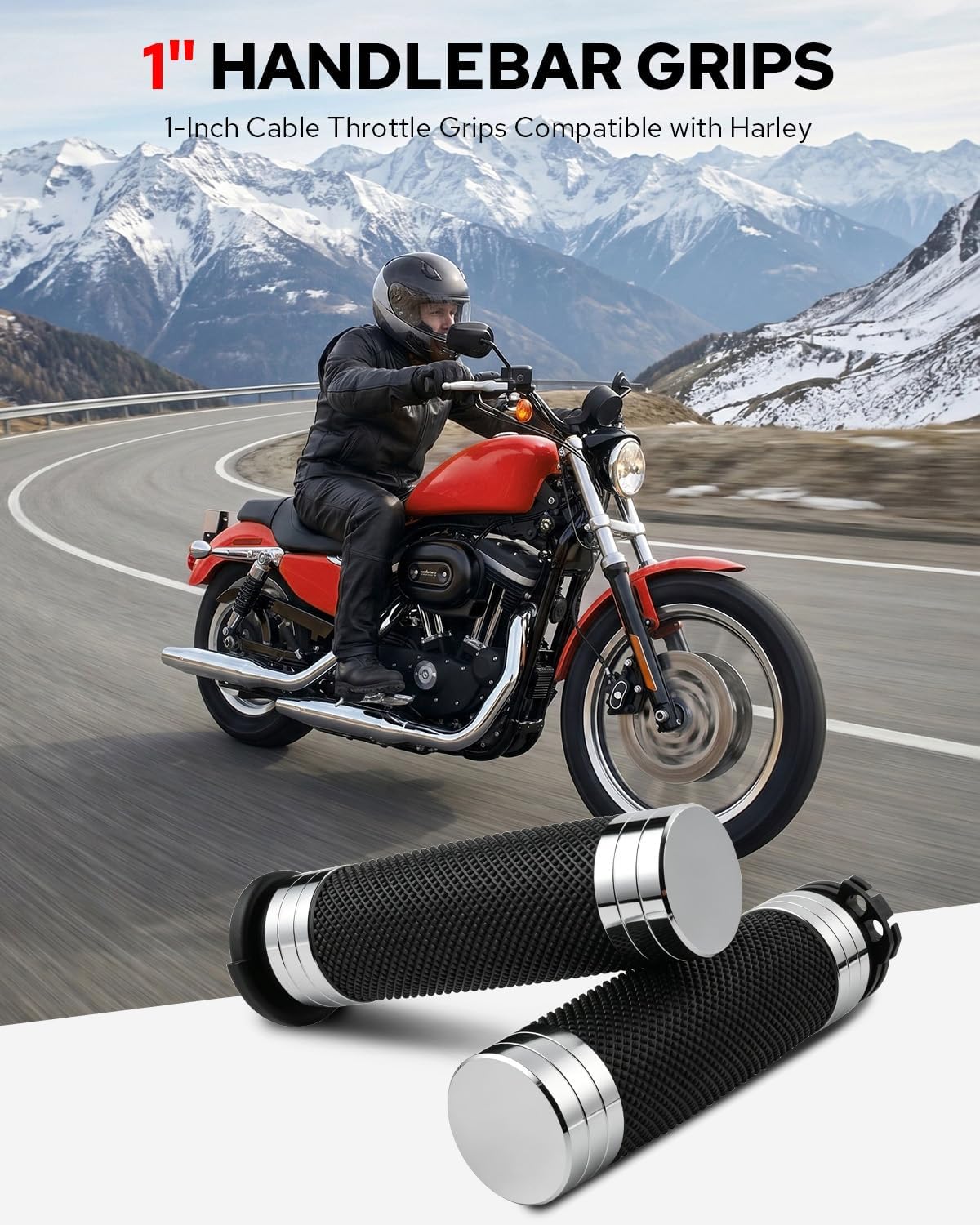 Amazicha 1'' Handlebar Grips, Cable Throttle Control Hand Grips Fit for Harley 1996-2017 Dyna (Except FXDLS), 1996-2007 Touring, 1996-Later XL, 2008-2013 XR, 2002-2017 VRSC