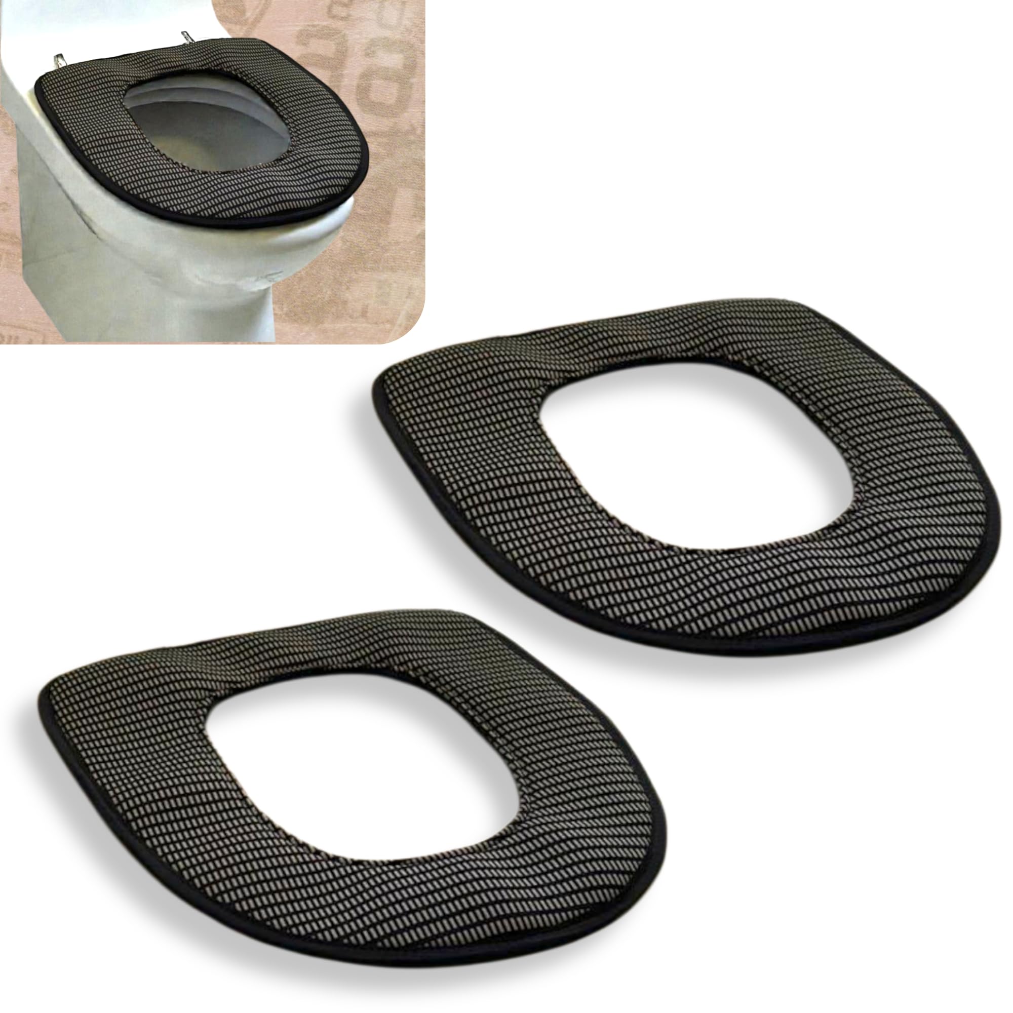 Toilet Seat Cushion Mat Western Toilet Seat Cover Washable Toilet Seat Lid Cover Pads -Pack of 2 (B&B)-image-22