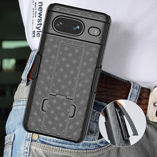 Miniatura 6 de Funda para teléfono Google Pixel 8 (2023) con protector de pantalla, funda giratoria con clip para cinturón con soporte, cubierta protectora