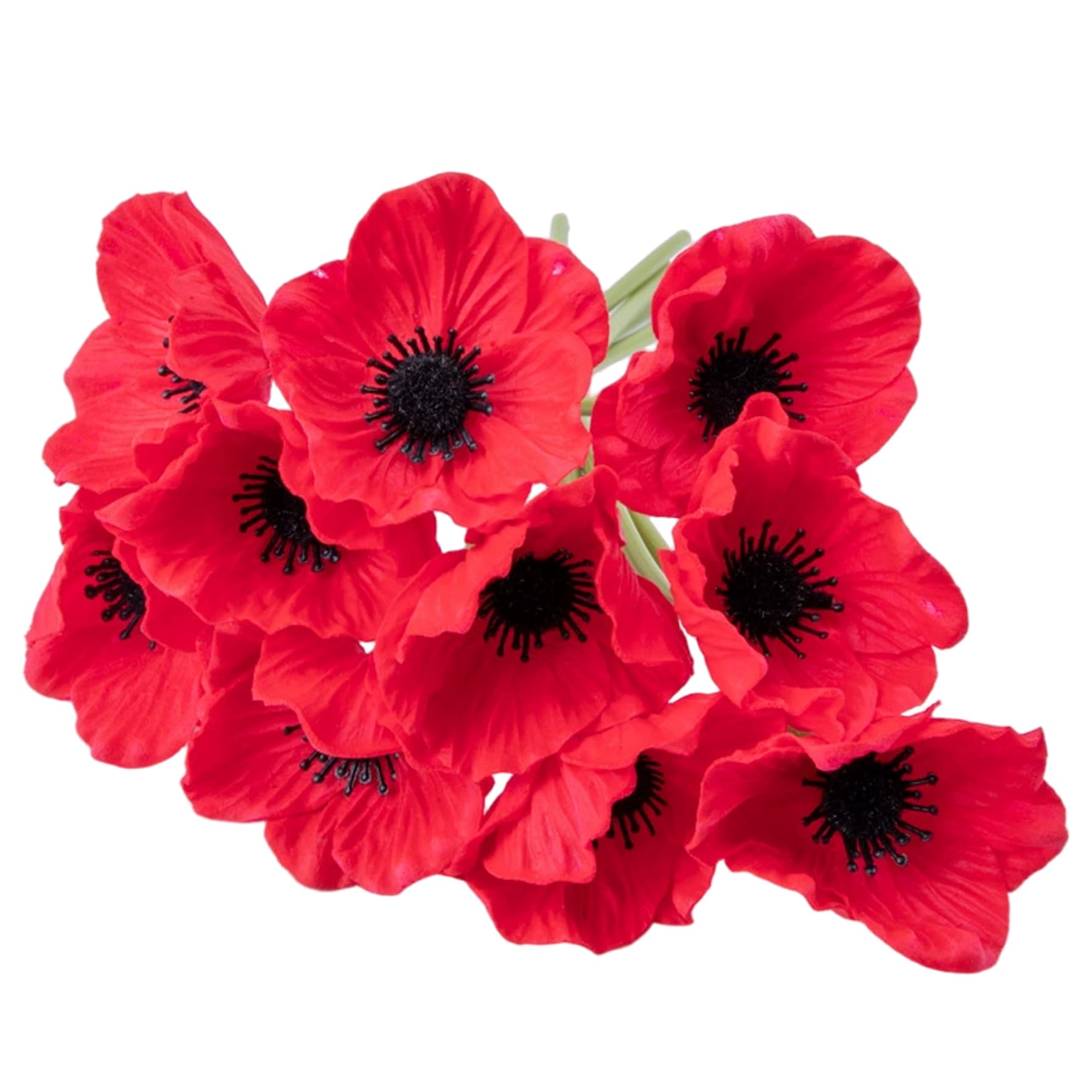 Faroby Artificial Poppies 12in Lifelike Red Artificial Flowers with Stems Decorative Silk Poppies for Home, 10PCS