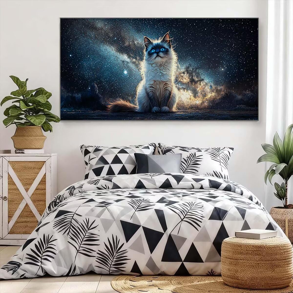 Malowanie numerami dla dorosłych kotów, malowanie według numerów dla dorosłych dzieci, zestaw farb i pędzli, początkujący łatwe na płótnie 110 x 50 cm, dekoracja pokoju, prezent dla kobiet
