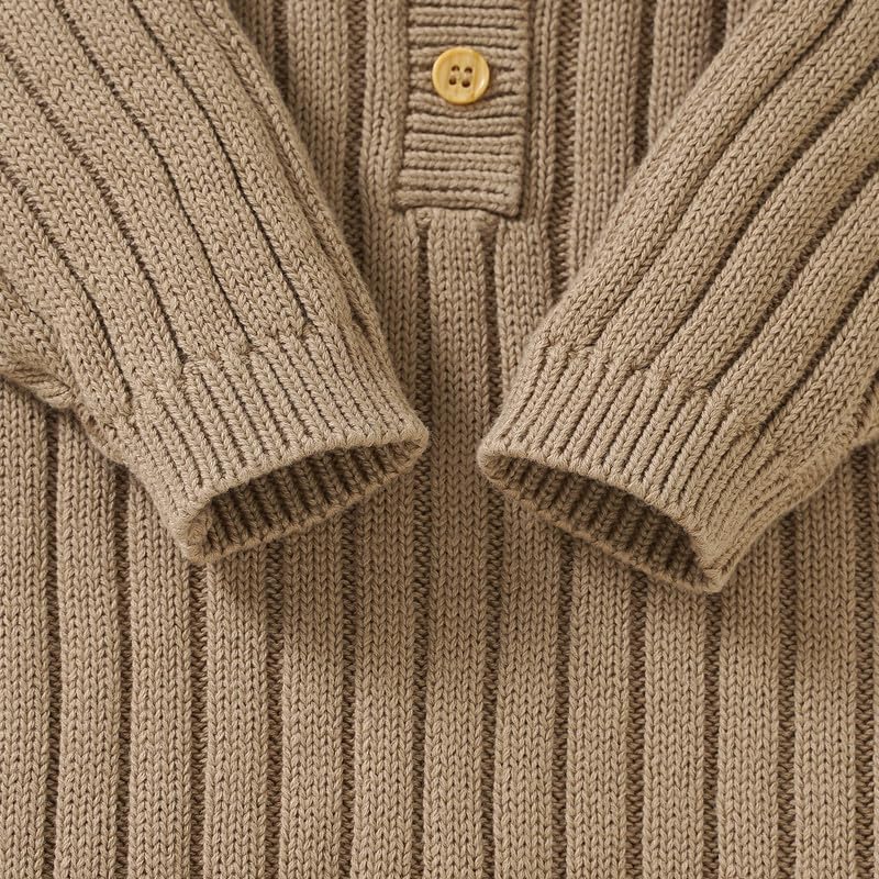 Neiwech Baby Boy Girl Romper Newborn Infant Knit Striped Solid Long Sleeve One Piece Jumpsuit Clothes - Image 6