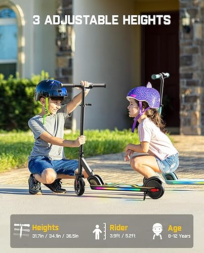 Miniatura 4 de FanttikRide C9 Pro Electric Scooter for Kids Ages 8+, Colorful Rainbow Lights, 5810MPH, 5 Miles Range, LED Display, Adjustable Height, Foldable,