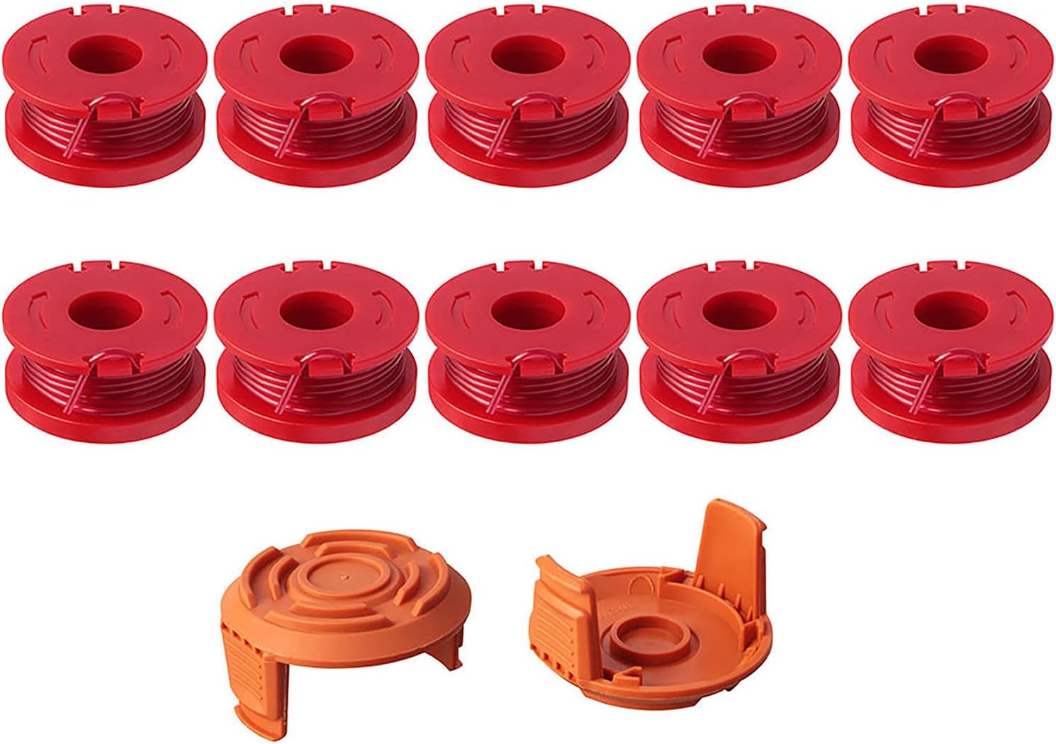 THTEN Edger Spools Replacement for Worx WG180 WG163 WA0010 Weed Wacker Eater String with WA6531 GT Spool Cover 50006531 String Trimmer Refills 10ft 0.065”(10 Spool, 2 Cap)