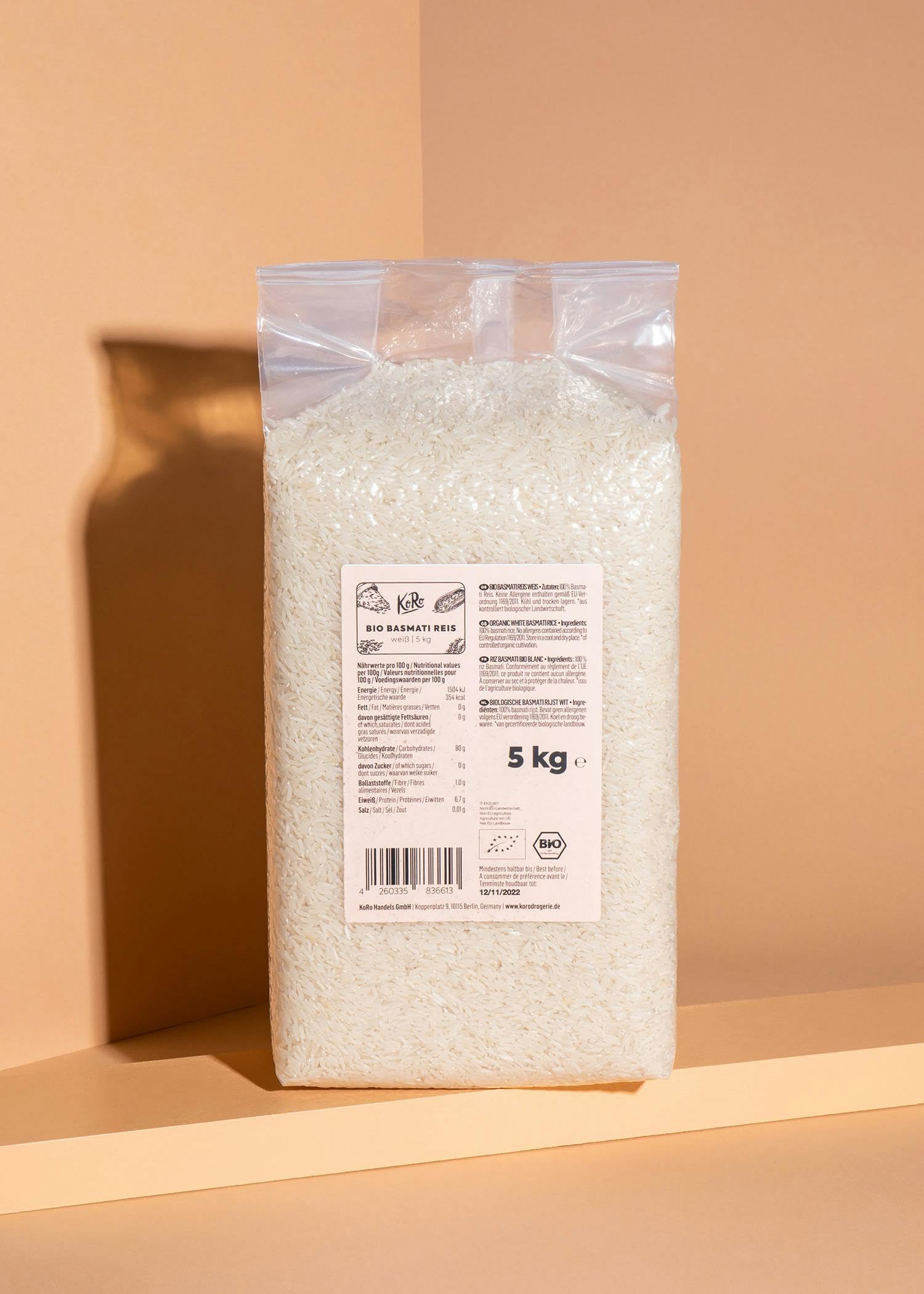 KoRo - Bio Basmati Reis 5 kg - Vielfältig in Milchreis und Co. - Bio-Qualität - Fein-nussiger Geschmack