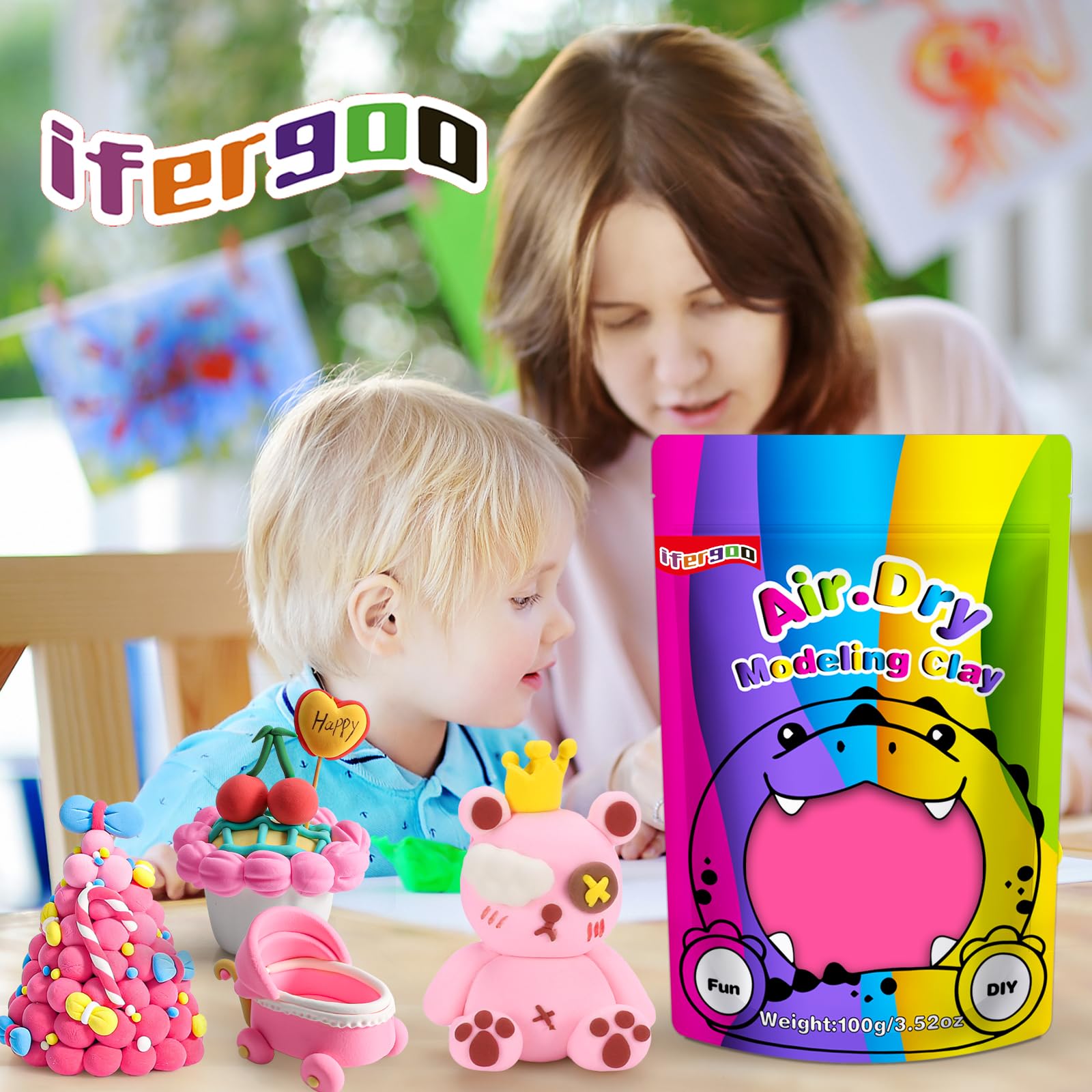 iFergoo Air Dry Clay, Ultra Light Modeling Clay, Magic Clay DIY Creative Modeling Dough - Image 4