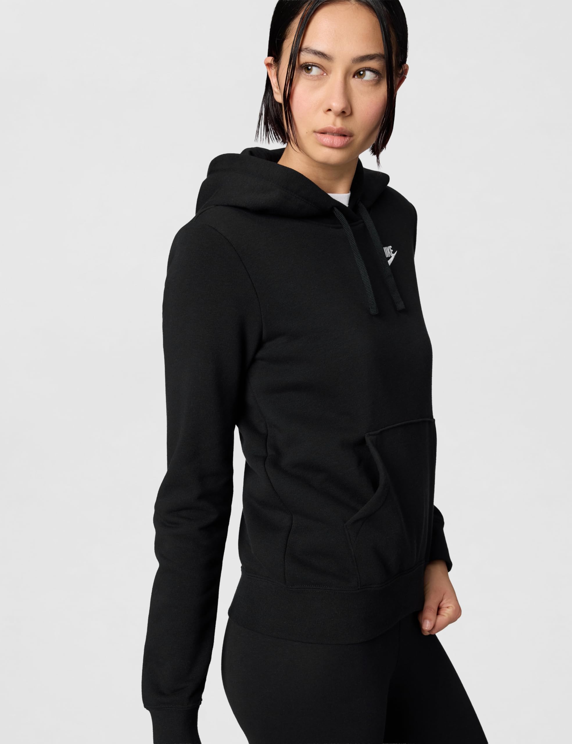NIKE DQ5793-010 W NSW Club FLC STD PO HDY Sweatshirt Mujer Blanco Negro Tamaño XS