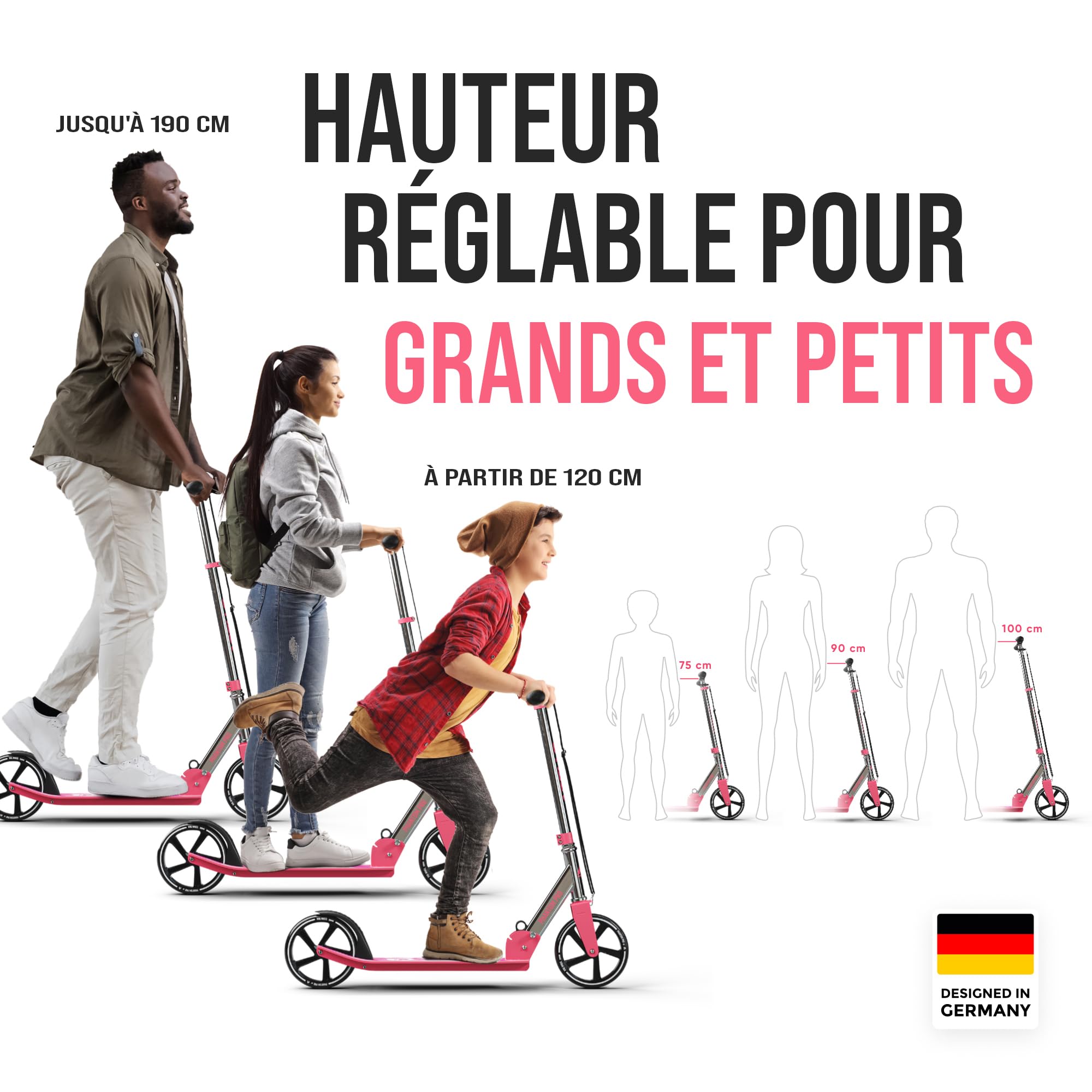 Apollo Trotinette aux Roues XXL - 200mm - Trotinette Freestyle de Ville Phantom Pro - City Scooter Pliable et à Hauteur Ajustable pour Adultes et Enfants