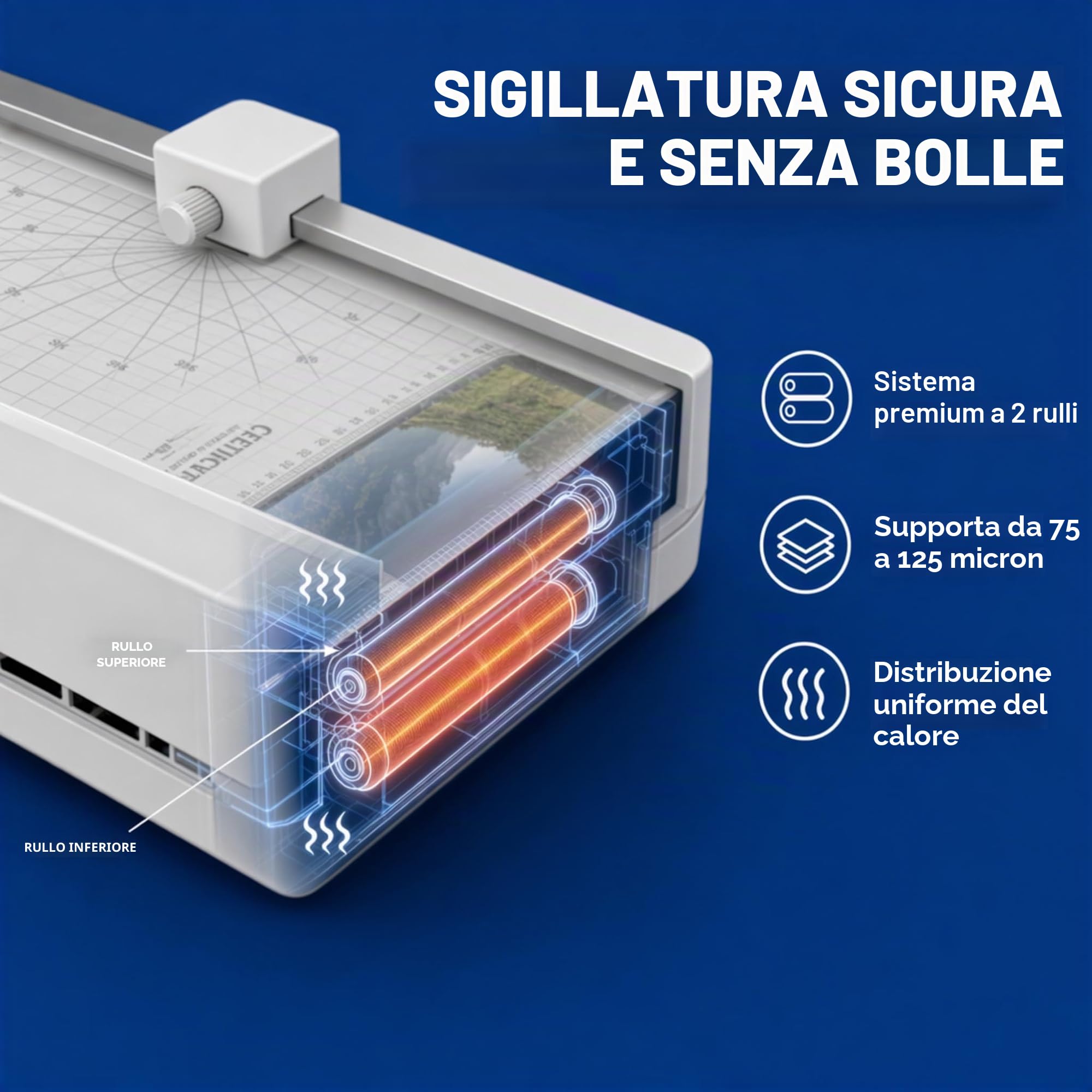 HP ONELAM COMBO A3 laminator Warm integrated trimmer corner rounder 40 cm/min speed + 15 pouches: 3xA4 4xA5 4xA6 4xB-CARD White