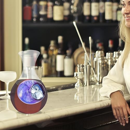 Miniatura 3 de Luxshiny Botella de decantador de vidrio de sake frío japonés, bolsillo de hielo, servidor refrigerado, jarra de vino tinto, dispensador de jarra de