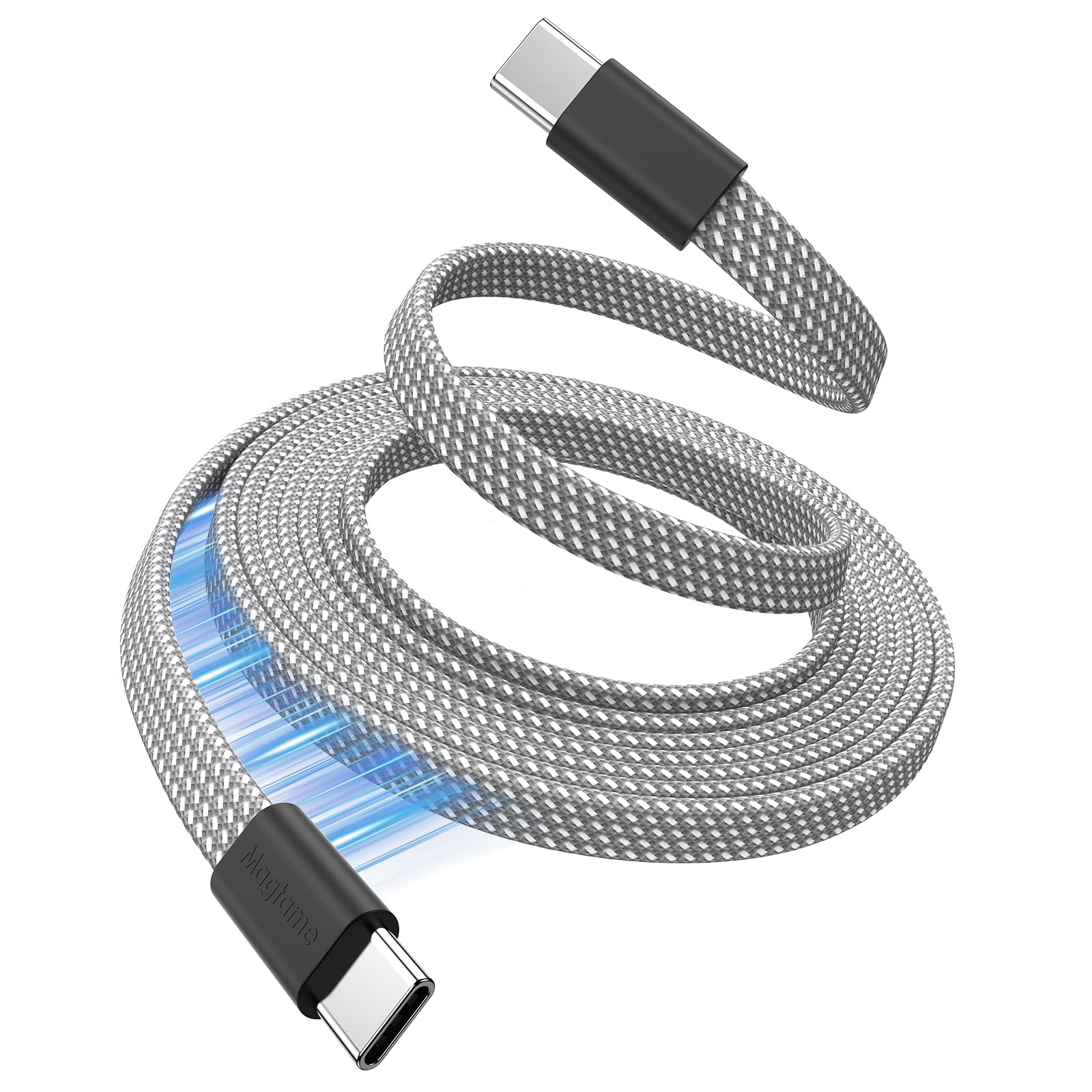 Magtame Cavo Magnetico USB C, 1,5 m Bobina Piatta, 60W (3a) Ricarica Rapida Retrattile Tipo C, Flessibile Compatibile i-Phone 15 Pro Max